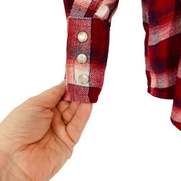 Wrangler Pearl Snap Button Long Sleeve Plaid Western Style Shirt Mens Size XXL - Picture 4 of 9